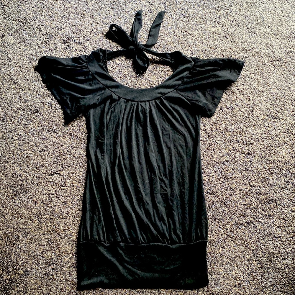 Black Flutter Sleeve Top